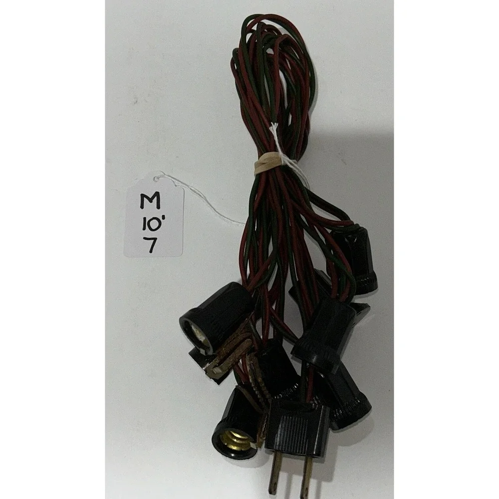 C-7 Bulb Green String Light Strands 7‎ Lights No Bulbs Tested Works (2) Vintage